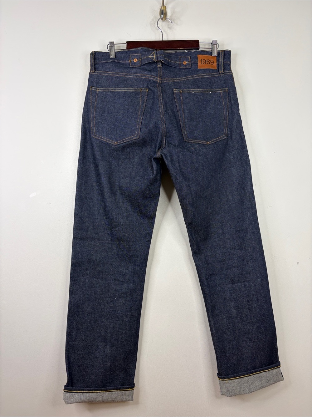 Gap Selvedge Jeans Men 32 x 33 Dark Indigo Blue Cotton Straight Leg Standard Fit - Picture 2 of 16